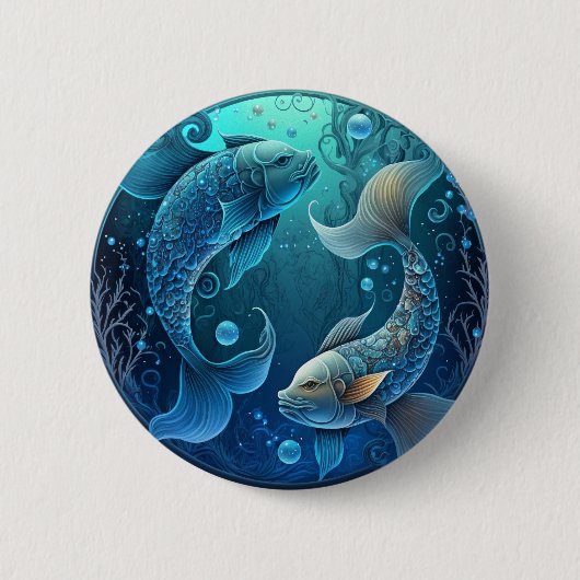 Pisces Zodiac Pin Ronde Button 5,7 Cm (Voorkant)