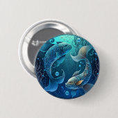 Pisces Zodiac Pin Ronde Button 5,7 Cm (Voorkant /achterkant)