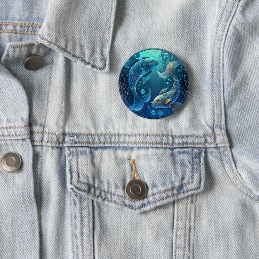 Pisces Zodiac Pin Ronde Button 5,7 Cm (In situ)