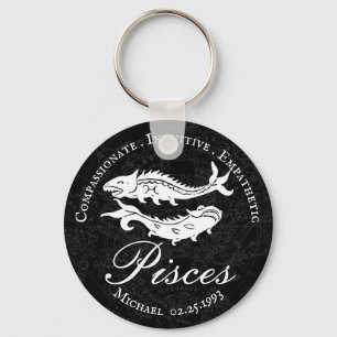 Pisces zodiac Positief kenmerk Black Aangepast zwa Sleutelhanger