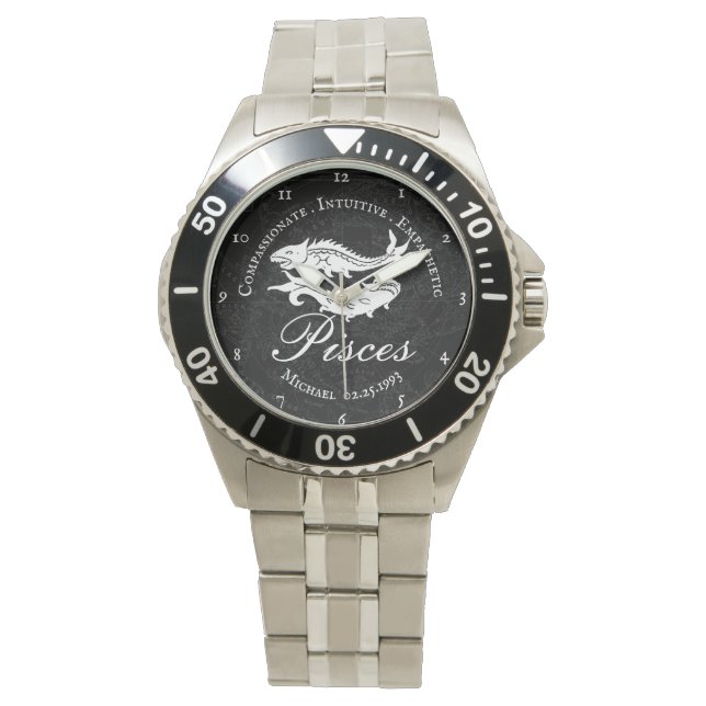  pisces zodiac Positive Traits Black Custom Horloge (Voorkant)