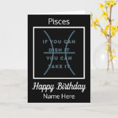 Pisces Zodiac Quote Black & White Birthday Kaart (Gele Bloem)