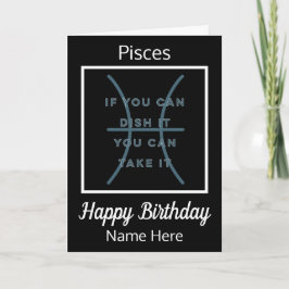 Pisces Zodiac Quote Black & White Birthday Kaart
