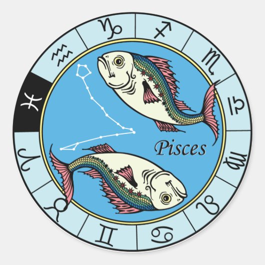 pisces zodiac ronde sticker (Voorkant)