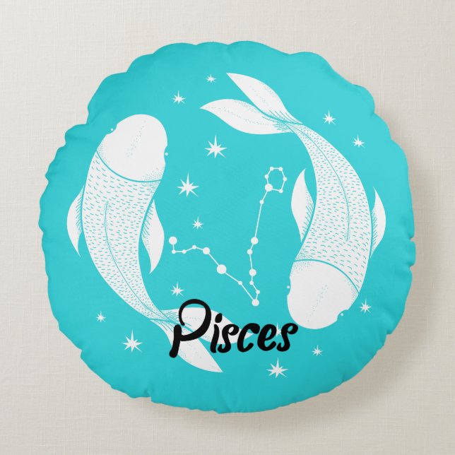Pisces Zodiac Sierkussen Rond Kussen (Voorkant)