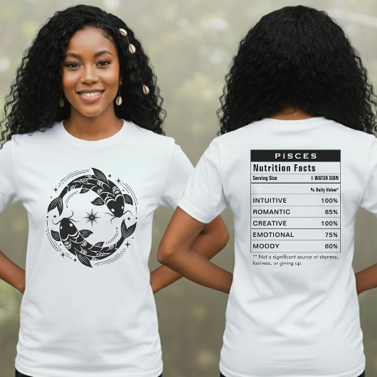 Pisces Zodiac Sign Astrology Nutrition Facts T-shirt