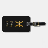 Pisces Zodiac Sign Black & Gold Bagagelabel (Voorkant horizontaal)