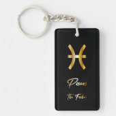 Pisces Zodiac Sign, Black & Gold Sleutelhanger (Voorkant)