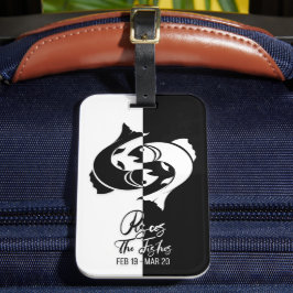 Pisces Zodiac Sign Black & White Bagagelabel