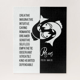 Pisces Zodiac Sign., Black & White Jigzaag Puzzle Legpuzzel