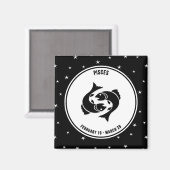 Pisces Zodiac Sign., Black & White Magnet (Voorkant / Achterkant)