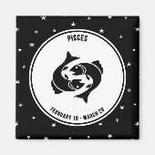 Pisces Zodiac Sign., Black & White Magnet (Voorkant)