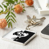 Pisces Zodiac Sign, Black & White Sleutelhanger (Zijkant)