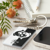 Pisces Zodiac Sign, Black & White Sleutelhanger (Voorkant Rechts)