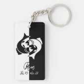 Pisces Zodiac Sign, Black & White Sleutelhanger (achterkant)