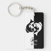 Pisces Zodiac Sign, Black & White Sleutelhanger (Voorkant)