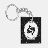 Pisces Zodiac Sign, Black & White Sleutelhanger (Voorkant Links)