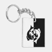 Pisces Zodiac Sign, Black & White Sleutelhanger (Voorkant Links)