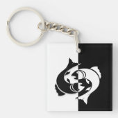 Pisces Zodiac Sign, Black & White Sleutelhanger (Voorkant)