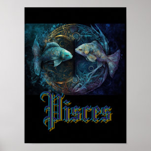Pisces Zodiac Sign Briefkaart Poster