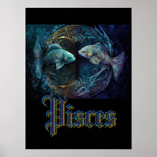 Pisces Zodiac Sign Briefkaart Poster (Voorkant)