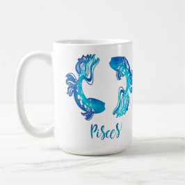 Pisces zodiac sign bright light blue glitter fish koffiemok
