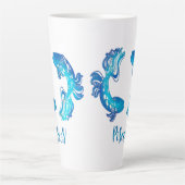 Pisces zodiac sign bright light blue glitter fish latte mok (Voorkant)