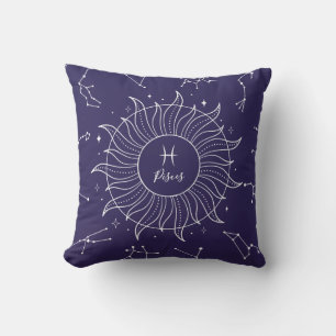 Pisces Zodiac Sign Celestial Dark Navy Kussen