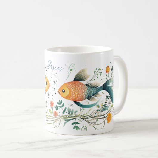 Pisces Zodiac Sign Coffee Mok (Voorkant rechts)
