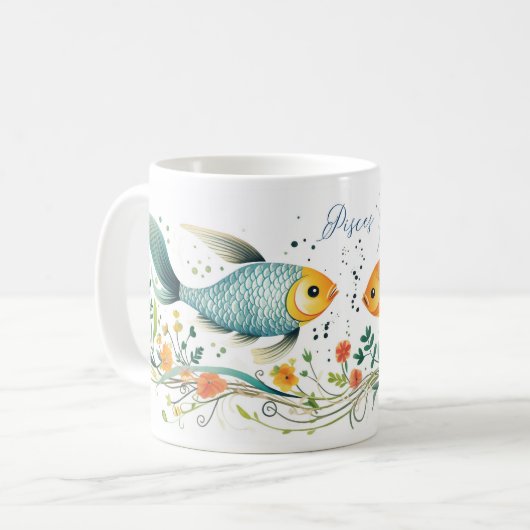 Pisces Zodiac Sign Coffee Mok (Voorkant links)
