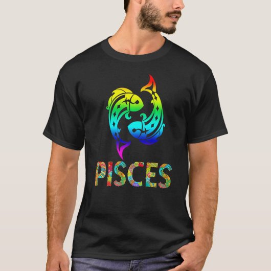 Pisces Zodiac Sign Colorful Fish Pattern T-shirt (Voorkant)