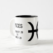 Pisces Zodiac Sign ("de vis") Tweekleurige Koffiemok (Voorkant links)