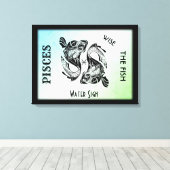 Pisces Zodiac Sign en Symbol Wrapped Canvas (Insitu (Houten vloer))