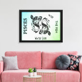 Pisces Zodiac Sign en Symbol Wrapped Canvas (Insitu (Woonkamer))