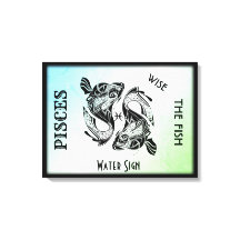 Pisces Zodiac Sign en Symbol Wrapped Canvas