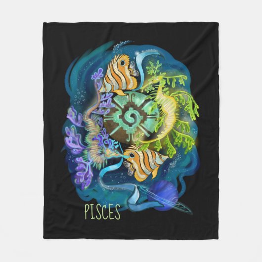 Pisces Zodiac Sign Fleece Deken (Voorkant)