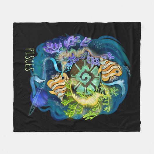 Pisces Zodiac Sign Fleece Deken (Voorkant (Horizontaal))