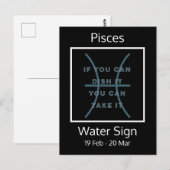 Pisces Zodiac Sign Fun Quote in Blue and White Briefkaart (Voorkant / Achterkant)