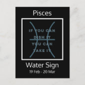 Pisces Zodiac Sign Fun Quote in Blue and White Briefkaart (Voorkant)