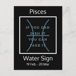 Pisces Zodiac Sign Fun Quote in Blue and White Briefkaart