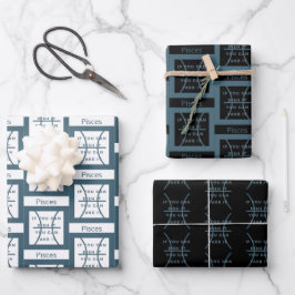 Pisces Zodiac Sign Fun Quote Modern Blue Text Inpakpapier Vel