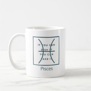 Pisces Zodiac Sign Fun Quote Modern Blue Text Koffiemok