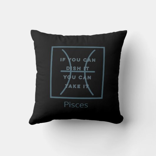 Pisces Zodiac Sign Fun Quote Modern Blue Text Kussen (Achterkant)