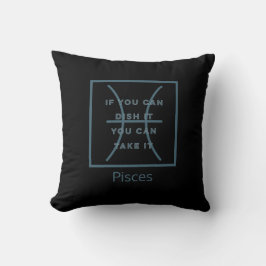 Pisces Zodiac Sign Fun Quote Modern Blue Text Kussen