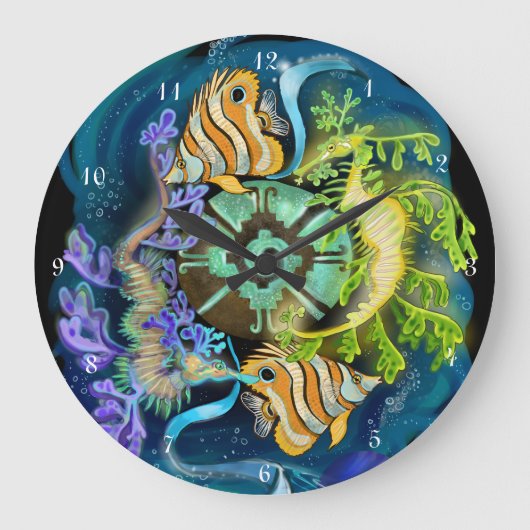 Pisces Zodiac Sign Grote Klok (Voorkant)