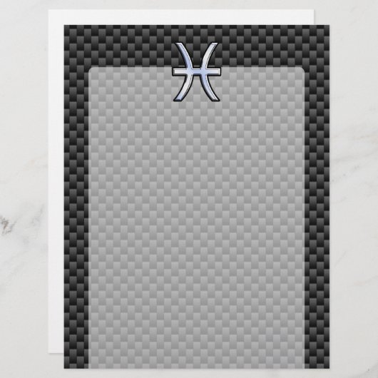 Pisces Zodiac Sign in Carbon Fibre Style (Voorkant / Achterkant)