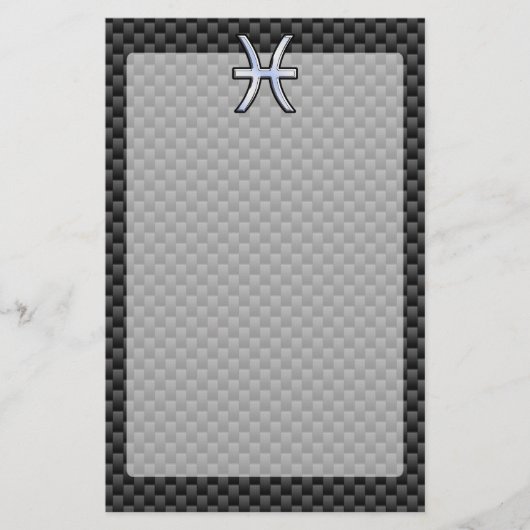 Pisces Zodiac Sign in Carbon Fibre Style Briefpapier (Voorkant)