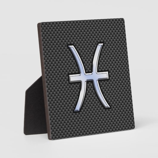 Pisces Zodiac Sign in Carbon Fibre Style Fotoplaat (Voorkant)