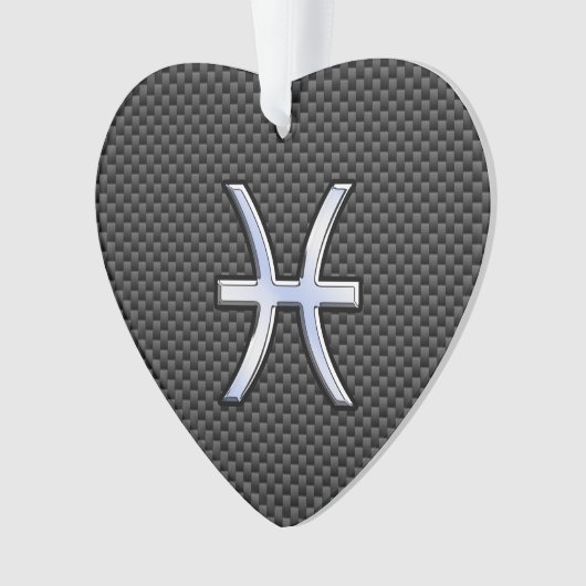 Pisces Zodiac Sign in Carbon Fibre Style Ornament (voorkant)