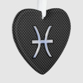 Pisces Zodiac Sign in Carbon Fibre Style Ornament (voorkant)